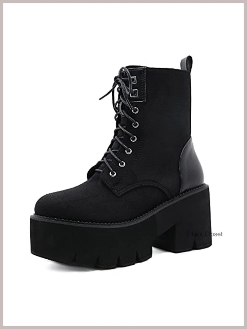 Platform Combat Boots Lace Up&Zipper Ankle Boots Chunky Heel - Picture 2 of 6